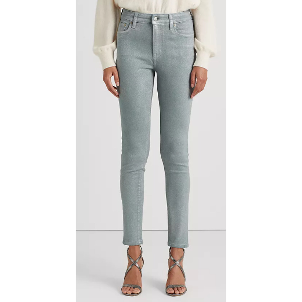 Lauren Ralph Lauren Metallic High-Rise Skinny Ankle Jeans Size 6